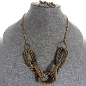 Vintage Nat Landau Hyman NLH Bronze Chunky Chain Necklace Earrings Demi Parure